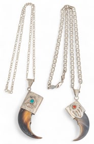 (2) Sterling Silver Bear Claw Necklaces