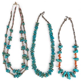 (3) Sterling Silver Turquoise Necklaces