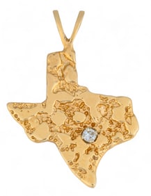 14K Diamond Texas Pendant