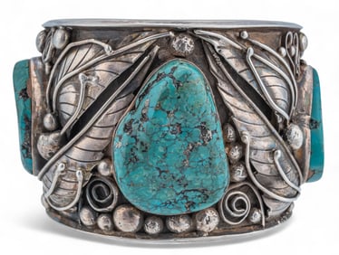 Navajo Sterling Silver Turquoise Cuff