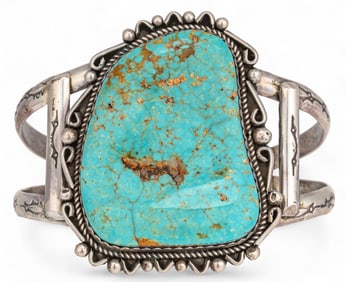 Old Pawn Sterling Silver Turquoise Cuff