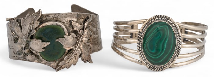 Pair of Sterling Silver Gemstone Cuffs