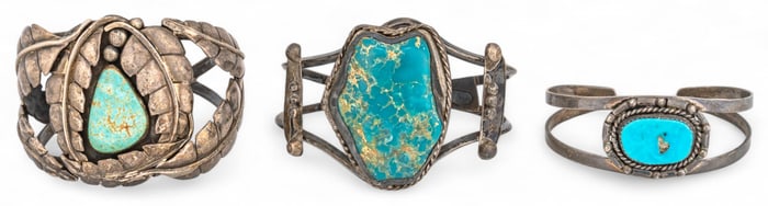 (3) Sterling Silver Turquoise Cuffs
