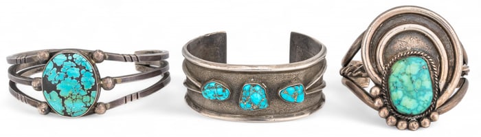 (3) Sterling Silver Turquoise Cuffs