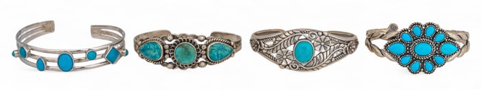 (4) Sterling Silver Turquoise Cuffs