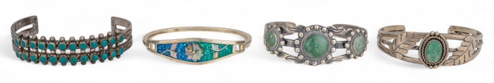 (4) Sterling SIlver Turquoise Cuffs
