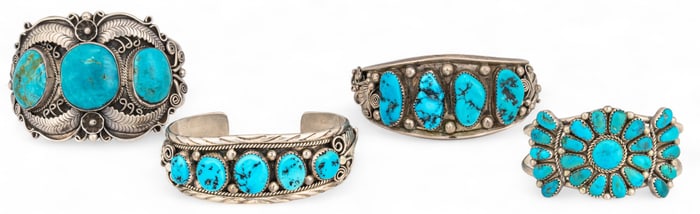 (4) Sterling SIlver Turquoise Cuffs