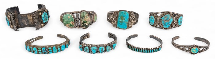 (6) Sterling Silver Turquoise Cuffs