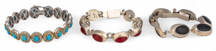 (3) Sterling Silver  Gemstone Bracelets