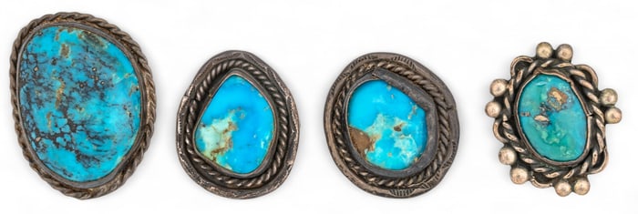 (4) Sterling Silver Turquoise Rings