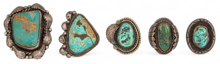 (5) Sterling SIlver Turquoise Rings