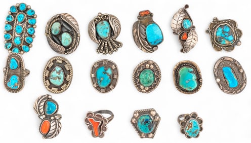 (16) Sterling Silver Southwestern Style Rings