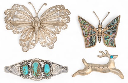 (4) Sterling Silver Brooches