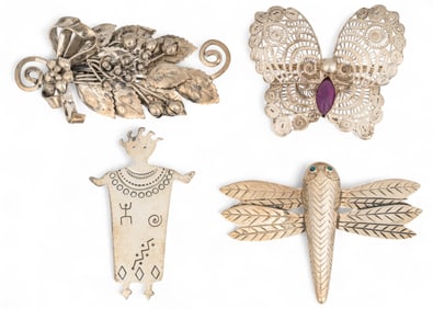 (4) Sterling Silver Brooches