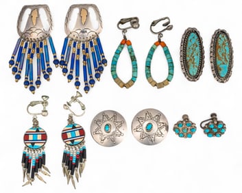 (6) Pairs of Sterling Silver Gemstone Earrings