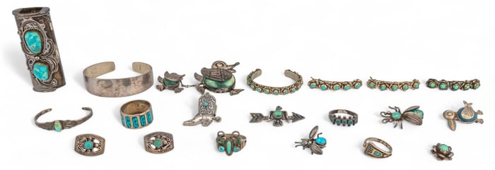 Collection of Sterling Silver  Turquoise Jewelry