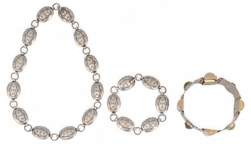 (2) Sterling Silver Bracelets and (1) Necklace