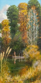 Harry Worthman, Fisherman on Dock in the Woods