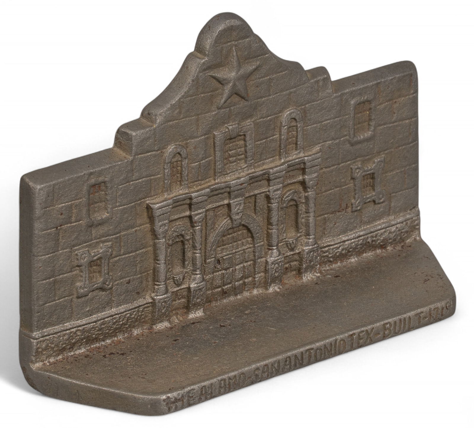 Alamo Iron Works "Safety Meeting Award": Alamo Iron Works "Safety Meeting" award doorstop, from April 1st, 1930 San Antonio, Texas height 4.5 in. x width 6.5 in. x depth 2 in. Provenance: Property from a