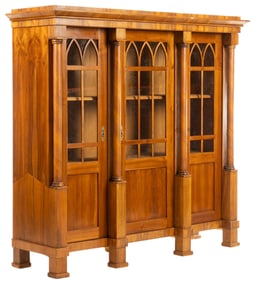 Wooden Library Cabinet with Glass Doors