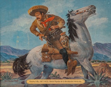 Framed Pearl Brewery Pancho Villa Advertisement