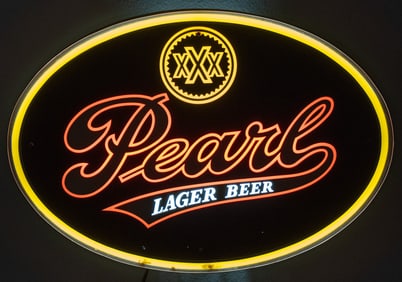 Backlit Pearl Lager Beer Sign