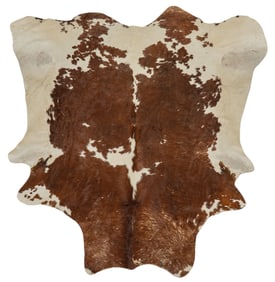 Brown and White Cowhide, 7 ft. 2 in. x 7 ft. 2 in.