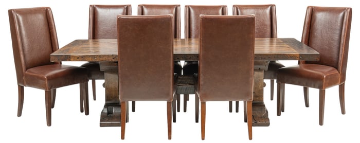 8ft. Farmhouse Trestle Table and (7) Chairs