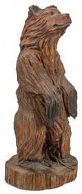 Folk Art Carved Wood Bear Sculpture
