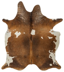 Brown and White Cowhide Rug, 7 ft. 1 in. x 6 ft. 3 in.