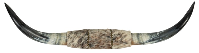 Mounted Steer Horns with Fur Decoration