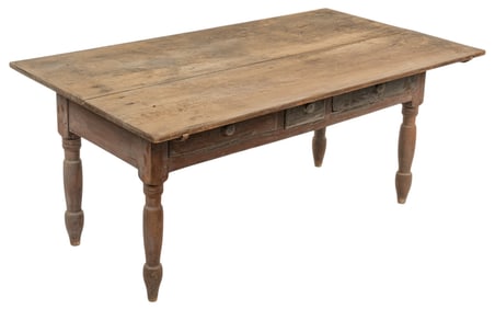 Rustic Library Table with Drawers