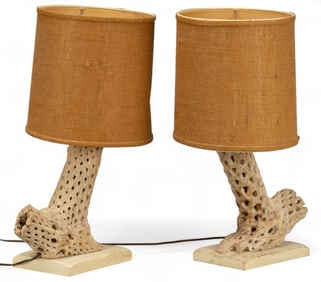 Pair of Cholla Cactus Lamps