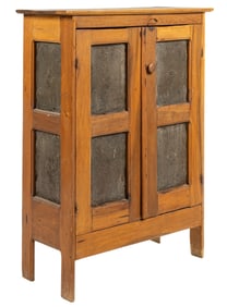 Rustic Punched Tin Pie Safe Cabinet