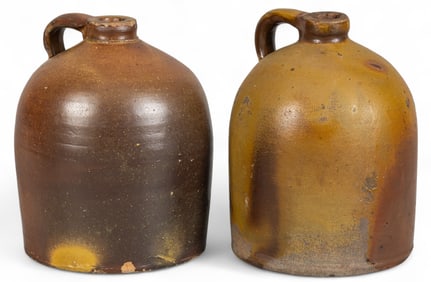 (2) Early Texas Stoneware Gallon Jugs