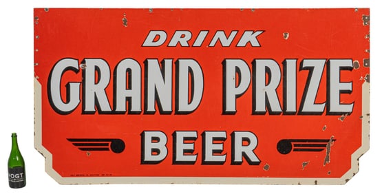 Grand Prize Beer Double Sided Porcelain Sign, Gulf Brewing Co.