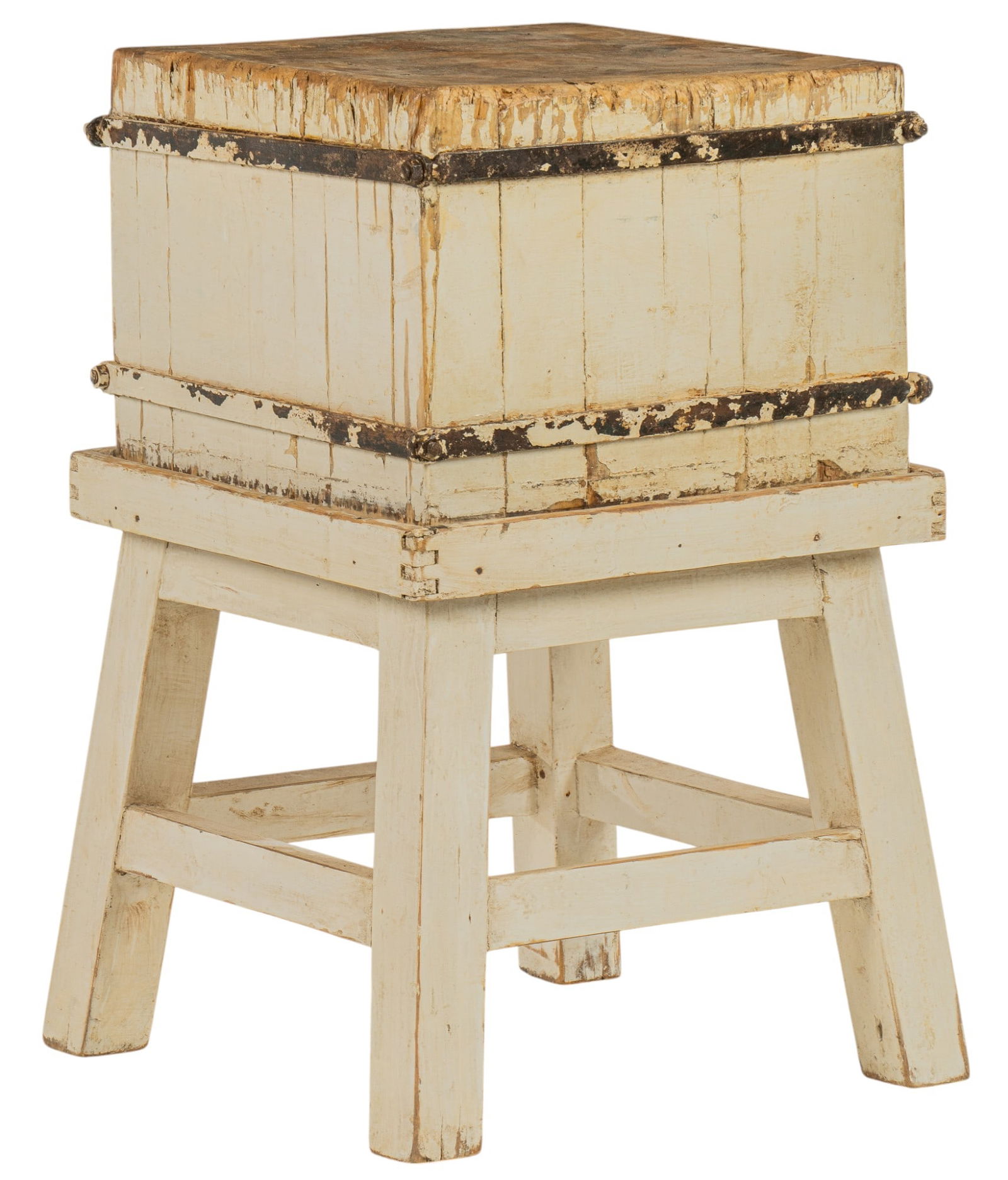 Painted Wood Butcher Block on Stand (1 of 8)