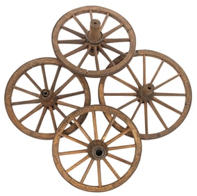 Set of Four Antique Wooden Wagon Wheels