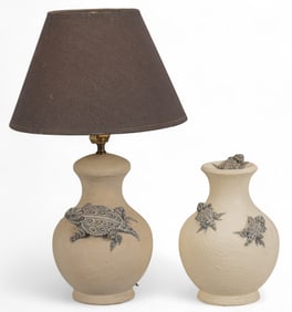 Texas Horned Lizard Lamp and Vase Set