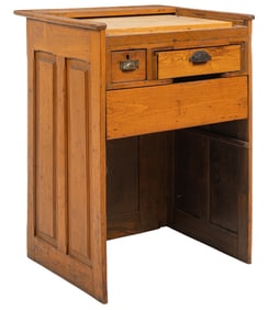 Vintage Drafting Table Island with Drawers