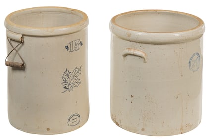 (2) Buckeye & Western Stoneware Crocks