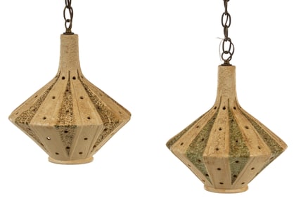 Pair of Ceramic Hanging Light Fixtures