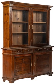 Wood Cabinet with Glass Doors