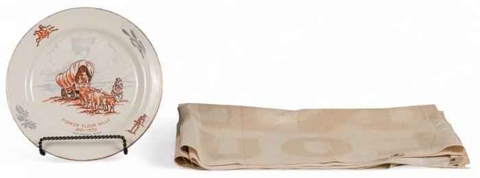 Pioneer Flour Commemorative Banner and Decorative Plate