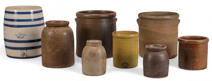 Collection of (8) Early Texas Stoneware Pottery