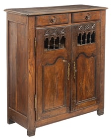 Carved Wood Two-Door Cabinet
