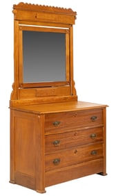 Antique Chest of Drawers with Bird's Eye Maple Mirror