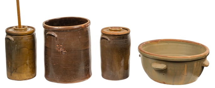 Collection of (4) Early Texas Stoneware Examples