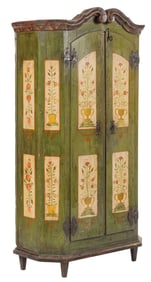 Painted Armoire with Floral Decoration