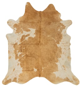 Brown and White Cowhide Rug, 8 ft. 1 in. x 7 ft. 6 in.
